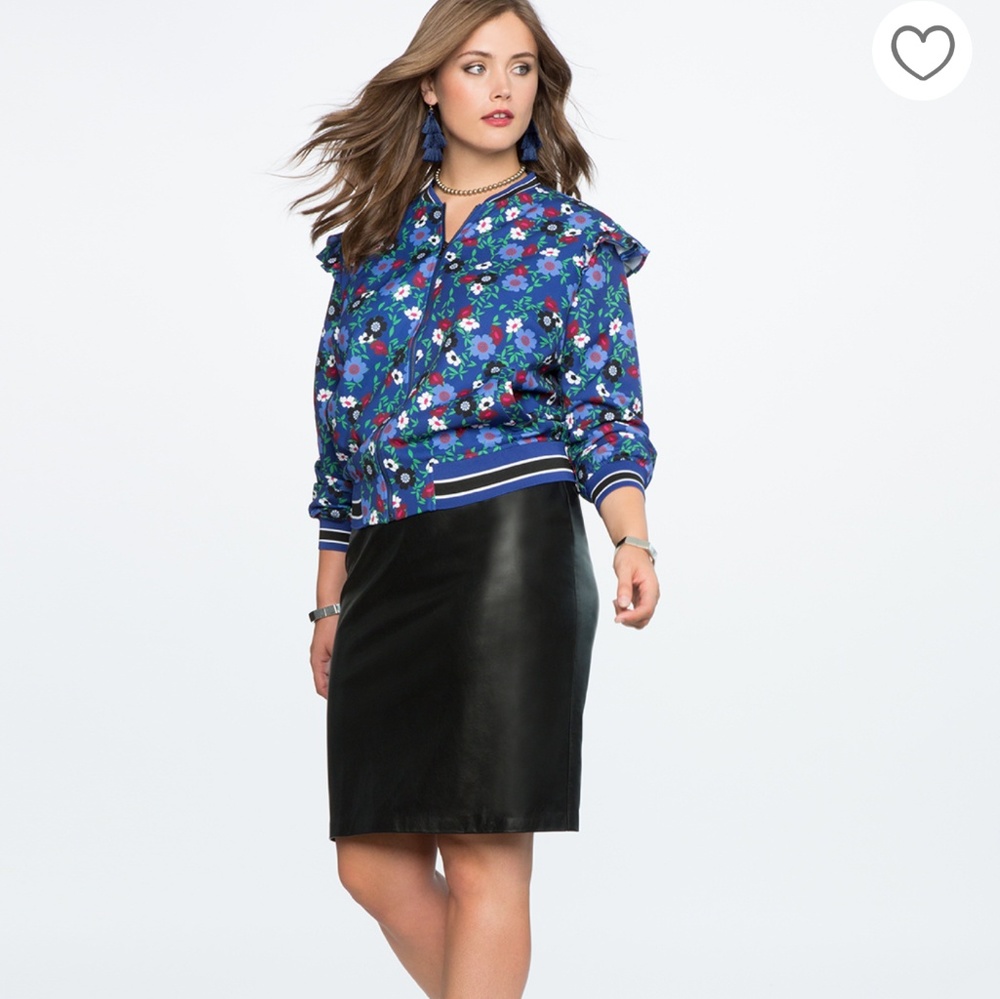 🌔Black Faux Leather Eloquoii Pencil Skirt NwT